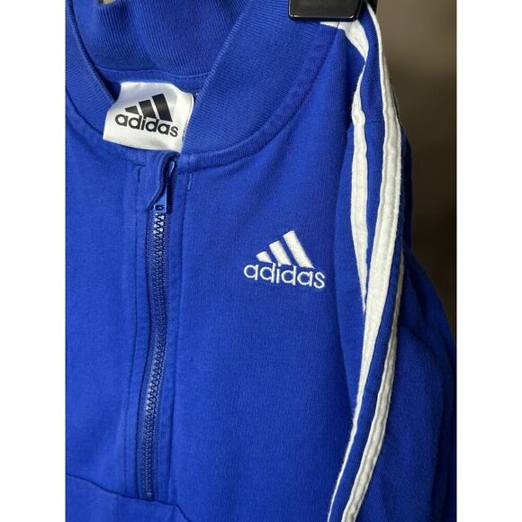 ADIDAS Baby Royal Blue One Piece Track Suit Coveralls Size 24 Month 100% Cotton - Picture 2 of 9